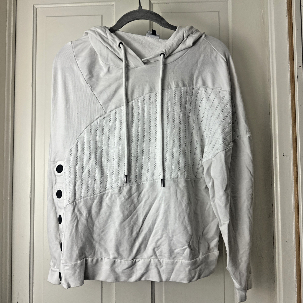 cabi Hoodie Road Trip Women's Size Large Button 5920 White Knitted Pullover